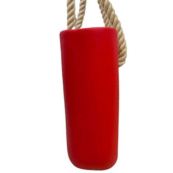 Beach Tote Red Rubber Canvas Lined Tote bag with braided rope handle - Picture 4 of 13